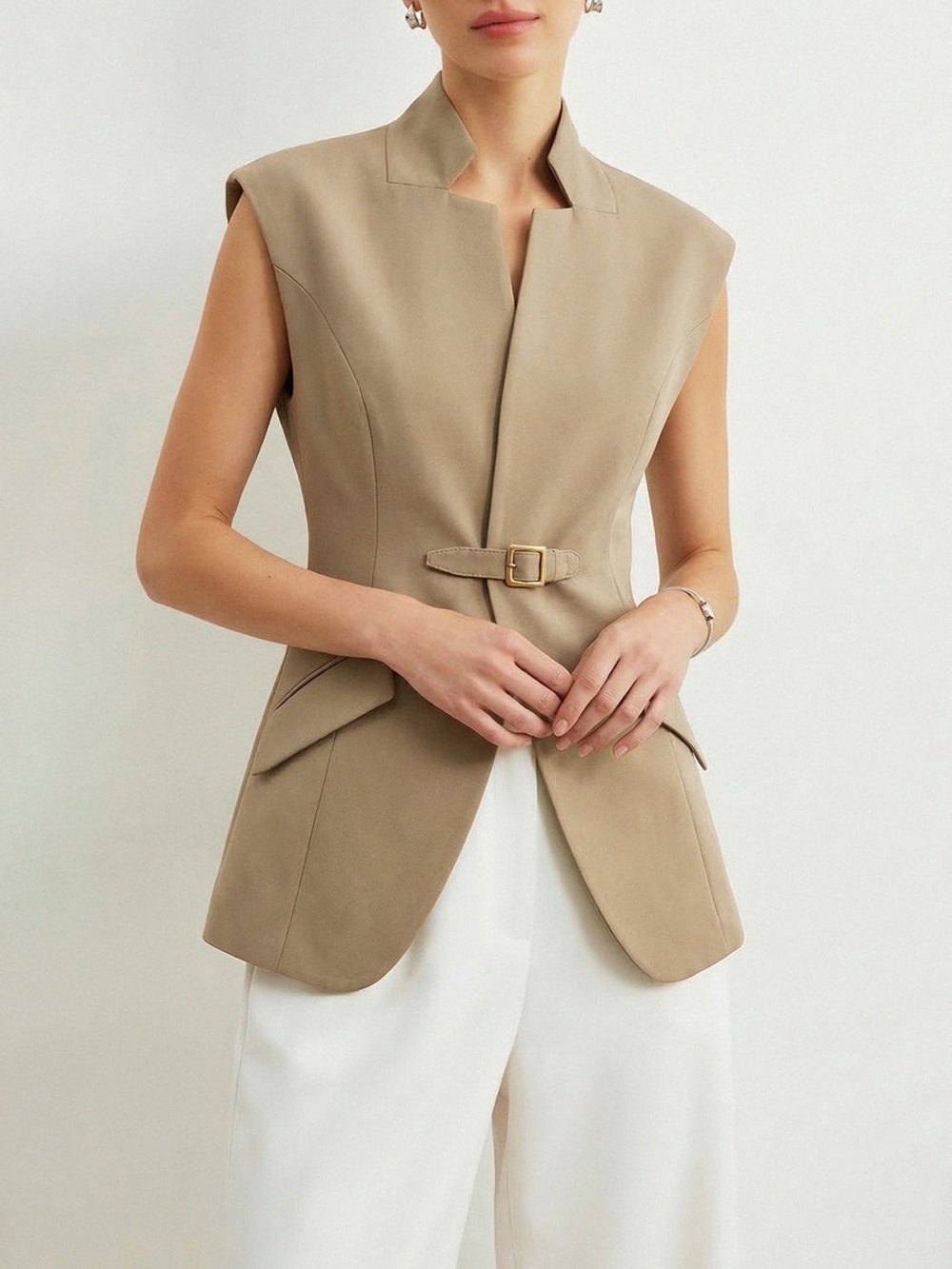 Commense Notch Lapel Buckle Detail Blazer Vest NWT